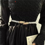 Women's Pearl Belt Elastic Belt Pair with Waist Wrap Dress