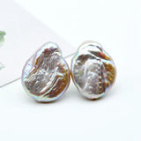 Baroque Pearl Silver Stud Earrings for Women