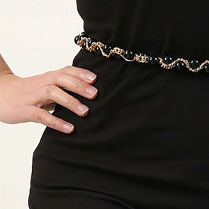 Women's Pearl Waist Chain Thin Belt Fringes Decoration