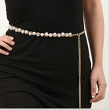 Women's Pearl Waist Chain Thin Belt Fringes Decoration