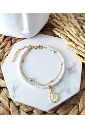 Women's Pearls Ball Chain Elizabeth Anklet