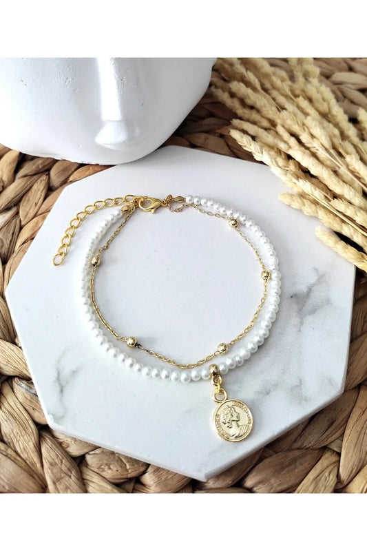 Women's Pearls Ball Chain Elizabeth Anklet