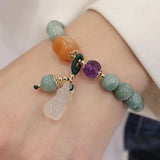Women's Natural Burmese Jade Pendant Bracelet