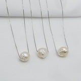Baroque Style Pearl Pendant 925 Sterling Silver Necklace