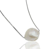 Baroque Style Pearl Pendant 925 Sterling Silver Necklace