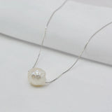 Baroque Style Pearl Pendant 925 Sterling Silver Necklace