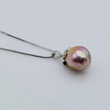 Purple Natural Pearl Pendant Necklace, Girly Gift