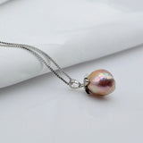 Purple Natural Pearl Pendant Necklace, Girly Gift