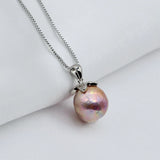 Purple Natural Pearl Pendant Necklace, Girly Gift