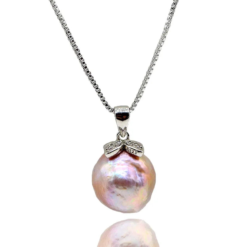 Purple Natural Pearl Pendant Necklace, Girly Gift