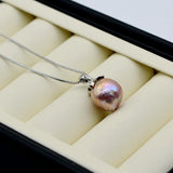 Purple Natural Pearl Pendant Necklace, Girly Gift