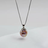 Purple Natural Pearl Pendant Necklace, Girly Gift