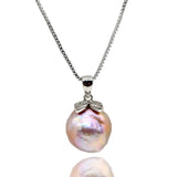 Purple Natural Pearl Pendant Necklace, Girly Gift
