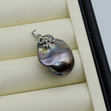 Baroque Pearl Silver Pendant Necklace Vintage Jewelry