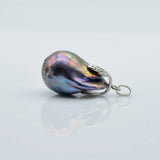 Baroque Pearl Silver Pendant Necklace Vintage Jewelry