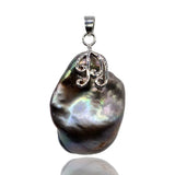Baroque Pearl Silver Pendant Necklace Vintage Jewelry