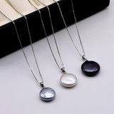 Baroque Pearl Pendant Necklace Silver White/Black/Grey