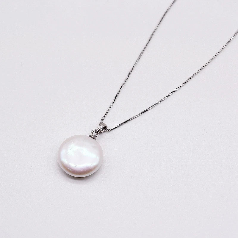 Baroque Pearl Pendant Necklace Silver White/Black/Grey