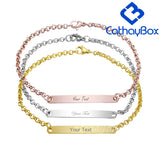 Custom Name Engrave Bracelet Silver Rose Tone Stainless Steel