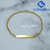 Custom Name Engrave Bracelet Silver Rose Tone Stainless Steel