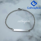 Custom Name Engrave Bracelet Silver Rose Tone Stainless Steel