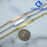 Custom Name Engrave Bracelet Silver Rose Tone Stainless Steel