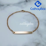 Custom Name Engrave Bracelet Silver Rose Tone Stainless Steel