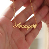 Personalized Name Necklace Stainless Steel Heart Nameplate Gift
