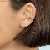 24K Gold/Sterling Silver Zircon Ear Clips Party Jewelry
