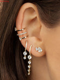 24K Gold/Sterling Silver Zircon Ear Clips Party Jewelry