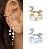24K Gold/Sterling Silver Zircon Ear Clips Party Jewelry