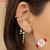 24K Gold/Sterling Silver Zircon Ear Clips Party Jewelry
