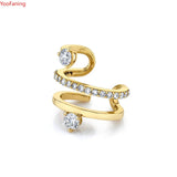 24K Gold/Sterling Silver Zircon Ear Clips Party Jewelry