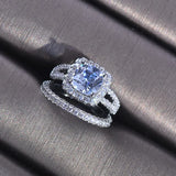 Plated Princess Cut CZ Wedding Band Set Eternity Love Collection Jewelry