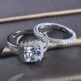 Plated Princess Cut CZ Wedding Band Set Eternity Love Collection Jewelry