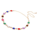 Rhinestone Beads Chain Waist Belt Metal Stretch Waistband