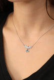 Rhodium Plated Turquoise Zircon Phoenix Necklace
