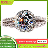 Tibetan Silver Ring 2.0ct Cubic Zircon Wedding Band
