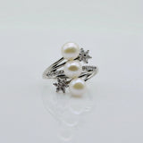 Freshwater Pearl Silver Ring Adjustable Size for Girls