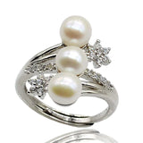 Freshwater Pearl Silver Ring Adjustable Size for Girls