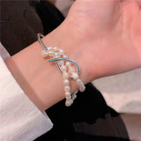 Women's Freshwater Pearls Hand Chain Bracelet Vintage Jewelry