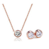 Rose Stainless Steel Zircon Crystal Jewelry Set