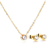 Rose Stainless Steel Zircon Crystal Jewelry Set