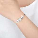 Women's S925 Butterfly Love Flower Silver Bracelet 19cm+2.5cm