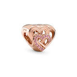 Women's S925 Glass Bead Bracelet Set Rose Sweet and Romantic