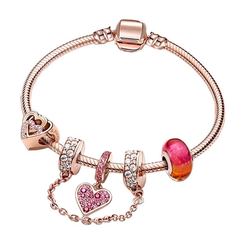 Women's S925 Pav? Beads Bracelet Set Sweet Romantic