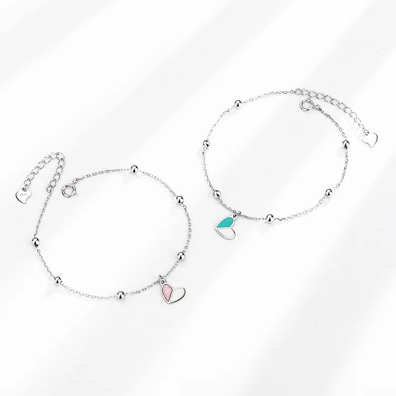 Women's S925 Sterling Silver Enamel Bracelet Couple Gift