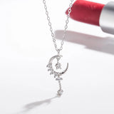 S925 Girl Magic Wand Necklace Fairy Star Diamond Sweet Clavicle Chain