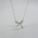 S925 Sterling Silver Bow Necklace - Elegant Gift for Her