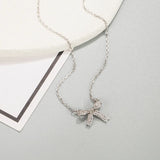 S925 Sterling Silver Bow Necklace - Elegant Gift for Her